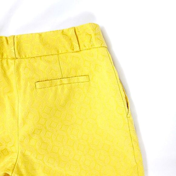 Banana Republic Yellow Cropped Embossed Pants 00P Mid-Rise Tailored Fit - Picture 3 of 6